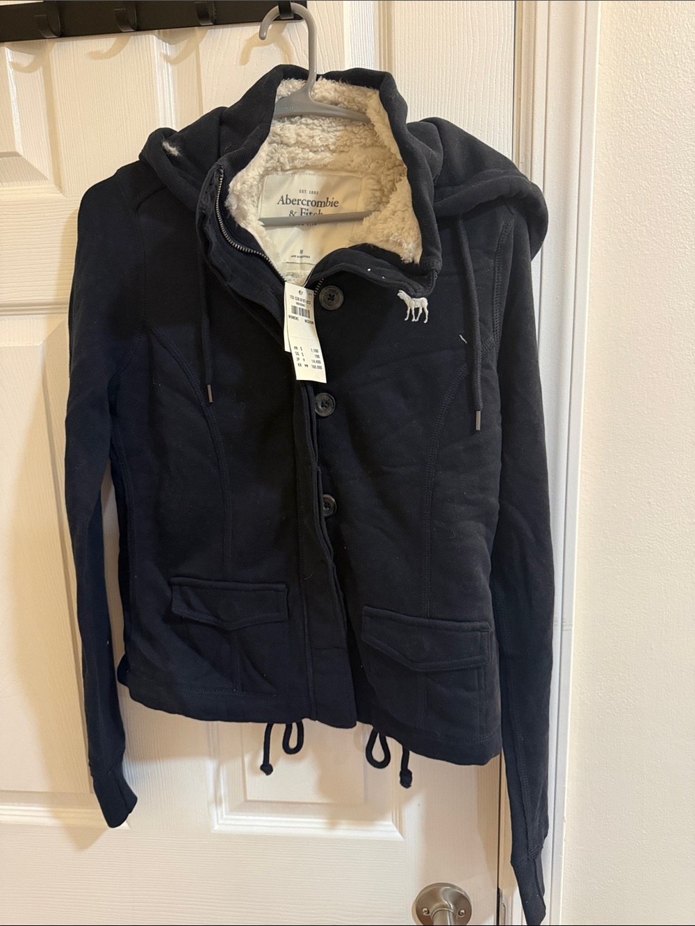Abercrombie & Fitch Navy Hooded Teddy-Lined Jacket